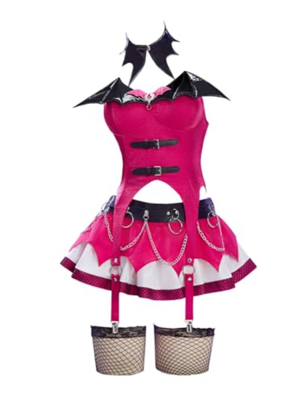 Women's Gothic Punk Corset Top and Skirt Set with Gloves Stockings